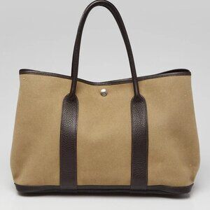 Hermes Olive Green Canvas Garden Party 36 Bag